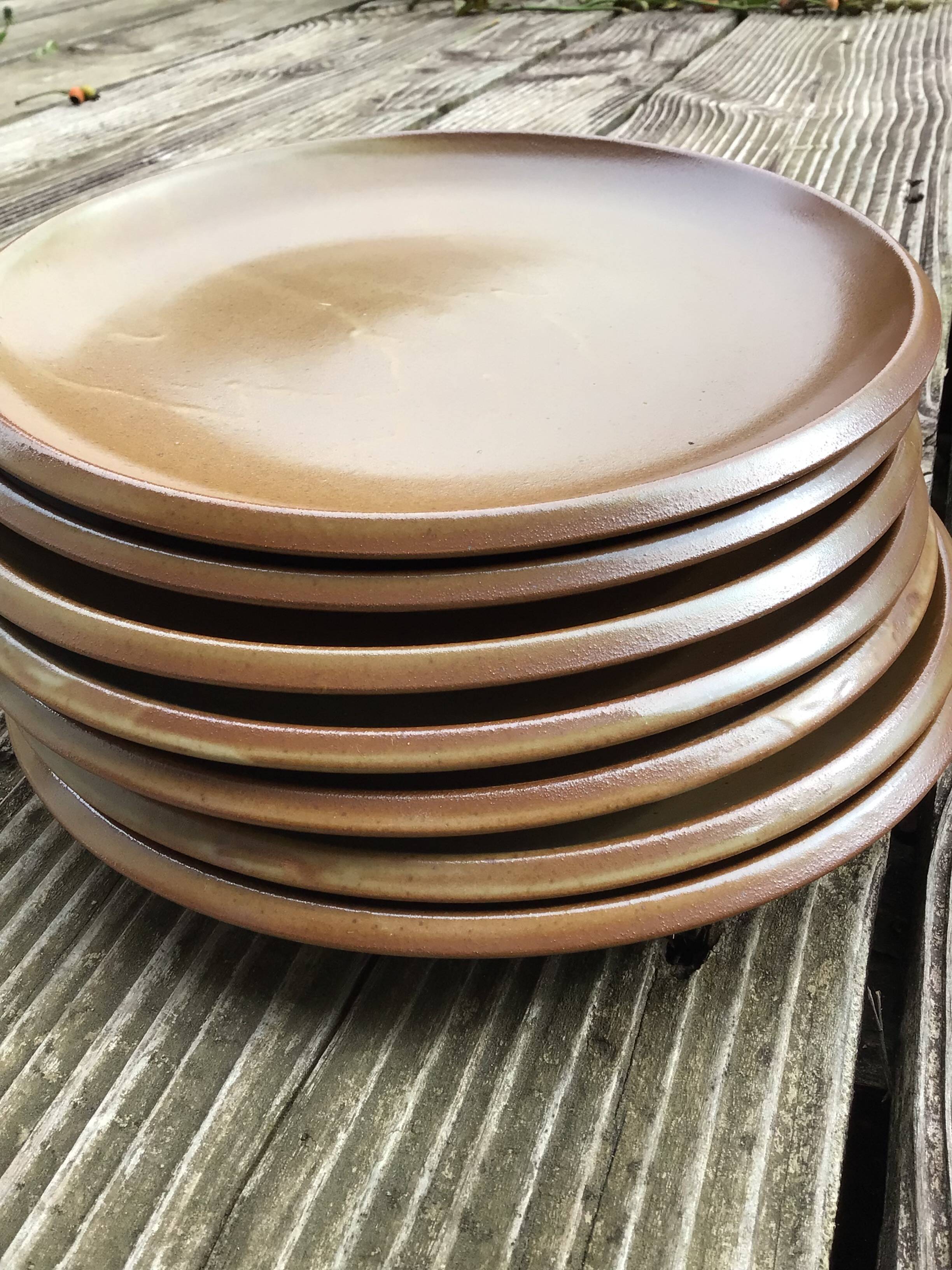 10 Assiettes plates Grès de Brenne France