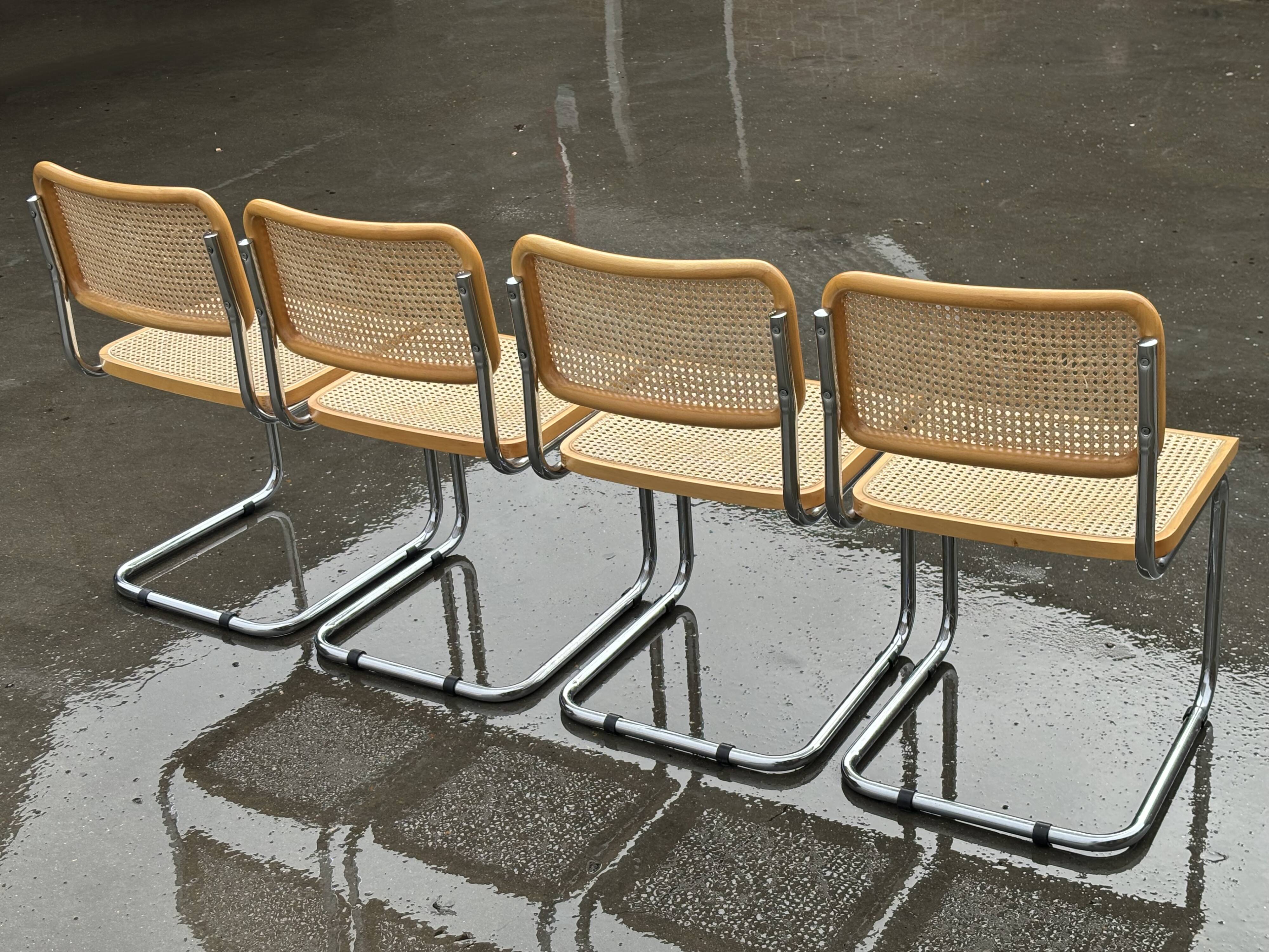 Set of 4 chairs model Cesca B32 designed by Marcel Breuer design