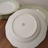 Set of 12 hollow plates in green limoges procelaine