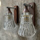 Pair of 60s teak and molded glass sconces