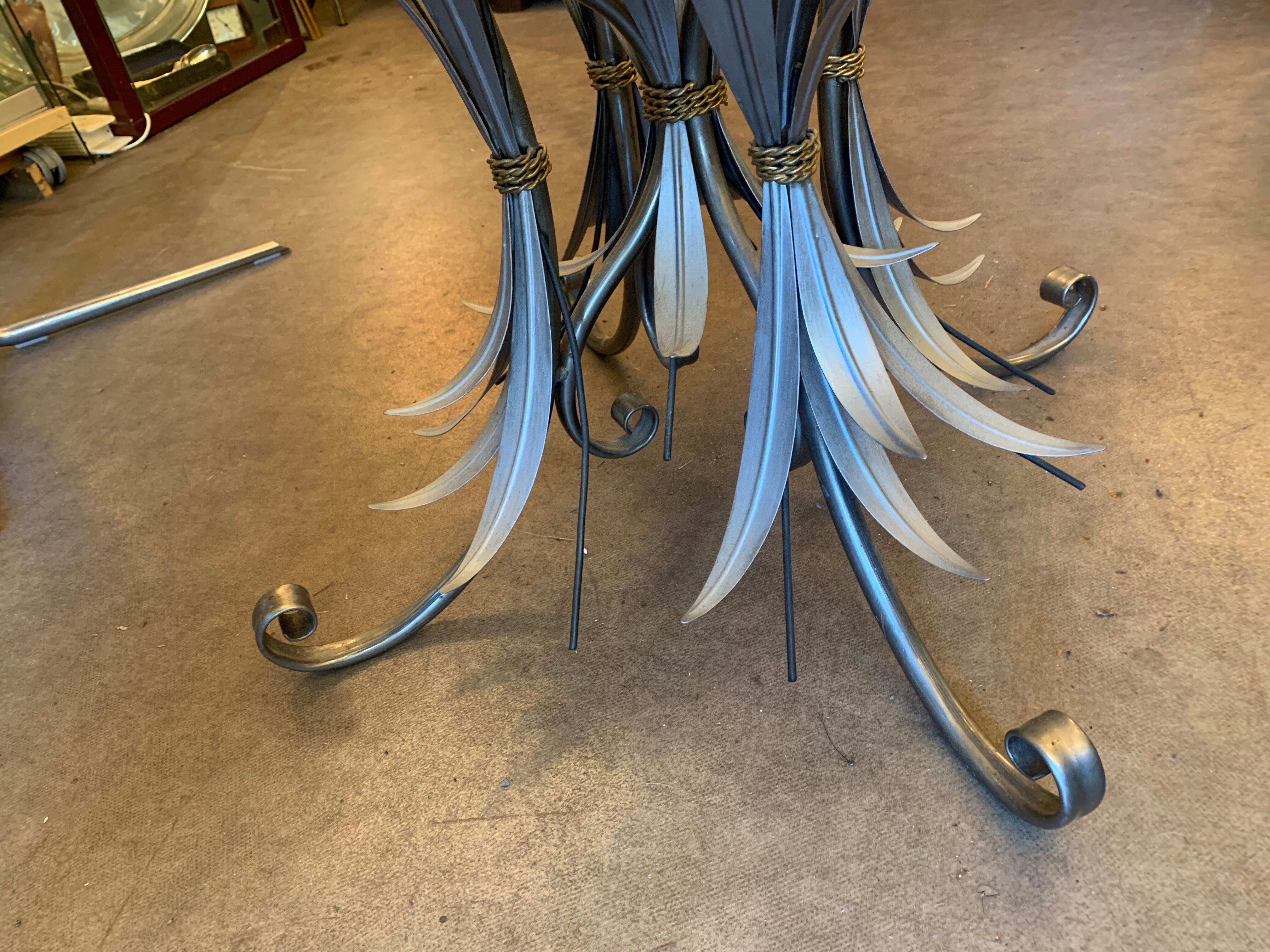 Round coffee table over glass base ears of wheat 1990s.