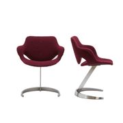Sculptural "Scimitar" dining set in burgundy bouclé - Boris Tabacoff