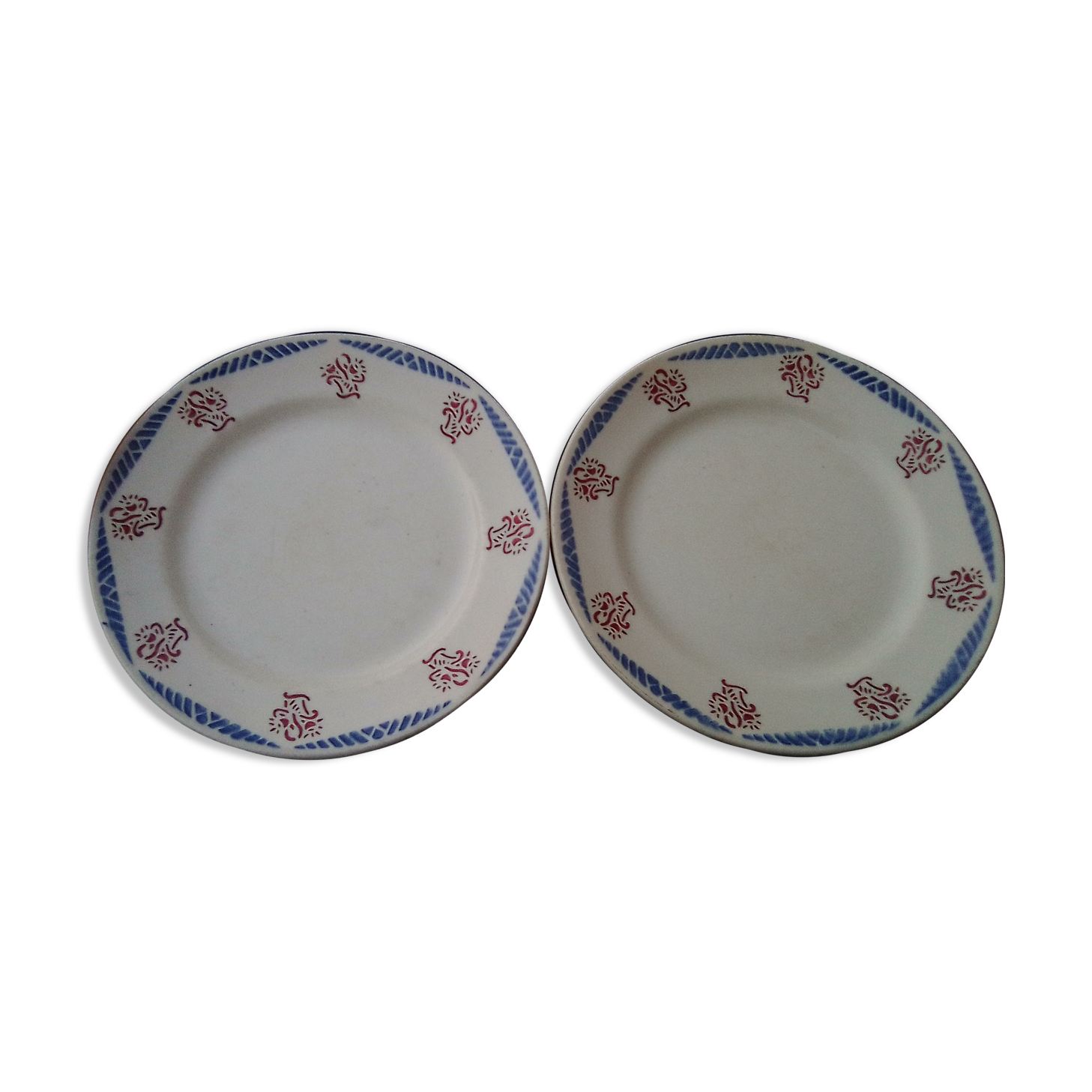 2 flat plates faïence du rhône aurut brothers model toulouse diam 23 cm