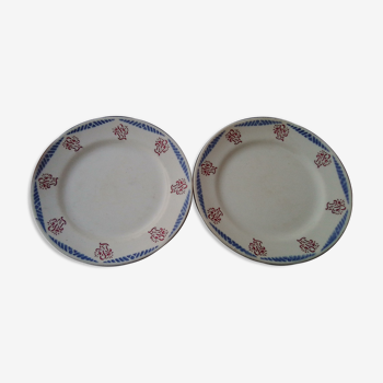 2 assiettes plates faïence du rhône aurut frères modèle toulouse diam 23 cm