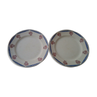 2 flat plates faïence du rhône aurut brothers model toulouse diam 23 cm