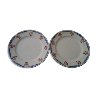 2 assiettes plates faïence du rhône aurut frères modèle toulouse diam 23 cm