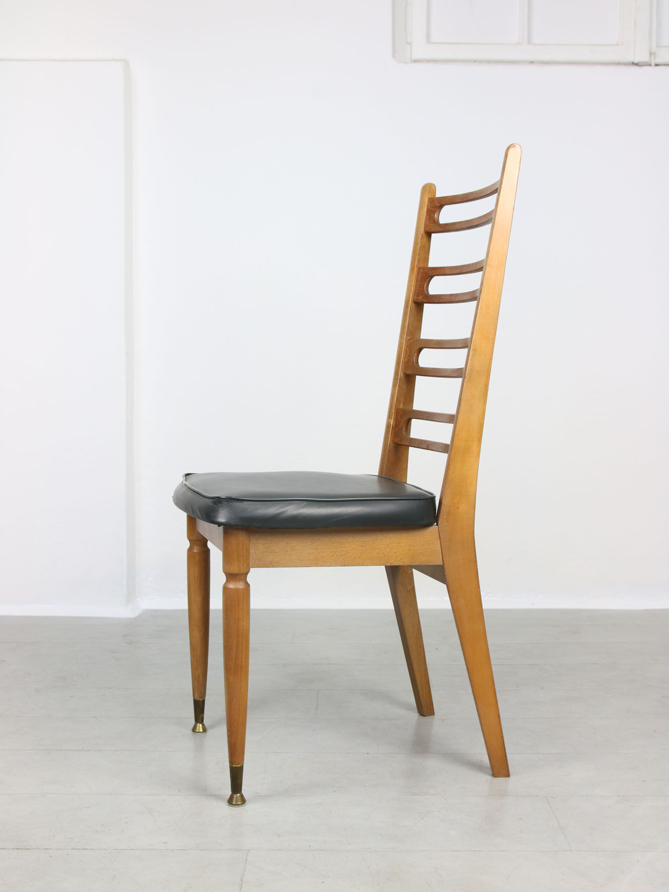 Vintage wooden & brass dining chairs