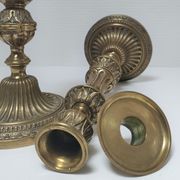 Pair of candle holders torches gilded bronze patinated style louis xvi period 19th century