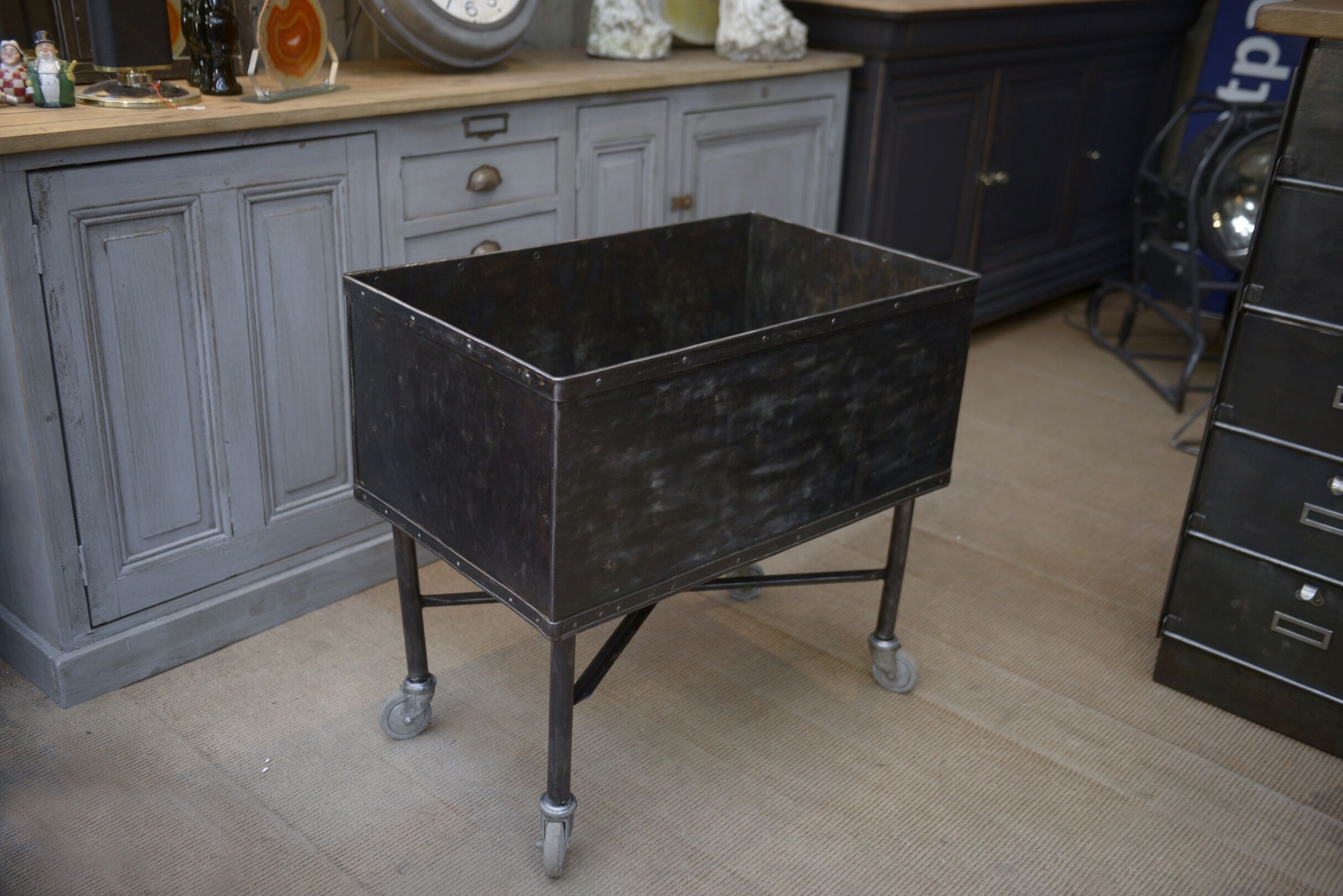 Factory trolley in polished metal 1950