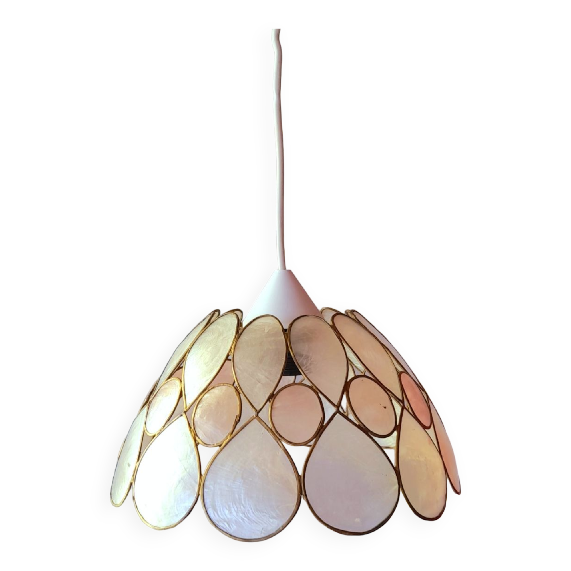 Mother-of-pearl and brass pendant light