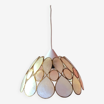 Mother-of-pearl and brass pendant light