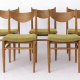 Set of 5 Vintage Dining Chairs, 1960s Germany, Wenzel, Beech Wood
