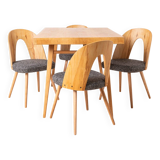 Dining Table with Set of 4 Dining Chairs by Antonin Šuman, Fully Restored