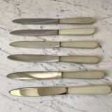 set of 6 white bakelite knives from the 60s