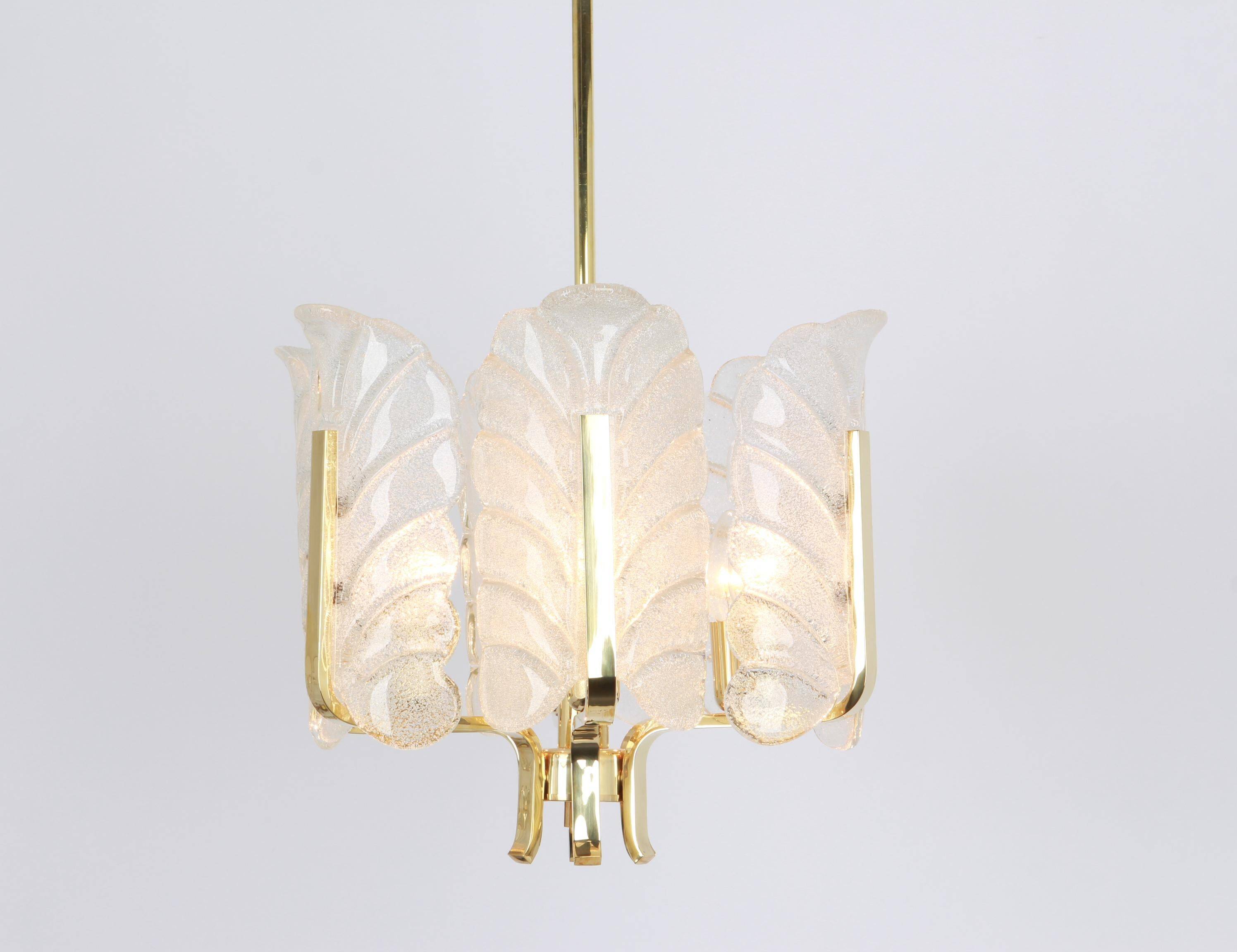 Chandelier by Carl Fagerlund Glass leaves Murano, 1960s