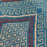 Handmade blue mergoum rug in natural wool