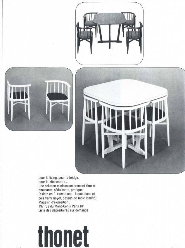 Ensemble Thonet 1960 table et 4 chaises