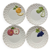 Assiettes dessert barbotine fruits