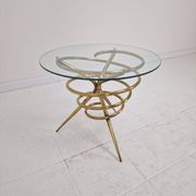 Elegant Italian Mid-Century Side Table with Sculptural Brass Base, 1970's