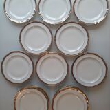 Set of 21 porcelain plates from Limoges UNIC - Decoration with golden twigs