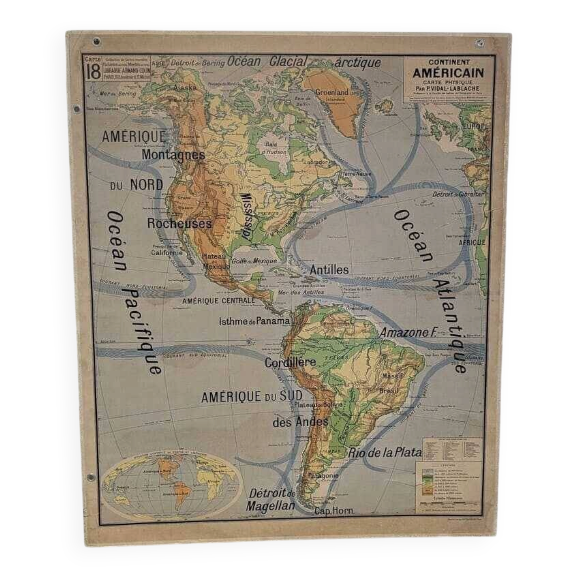 Carte scolaire Vidal Lablache - Continent Américain