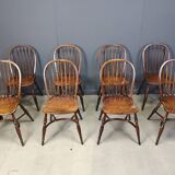 Ensemble de 8 chaises de salle à manger vintage Ercol, années 1950