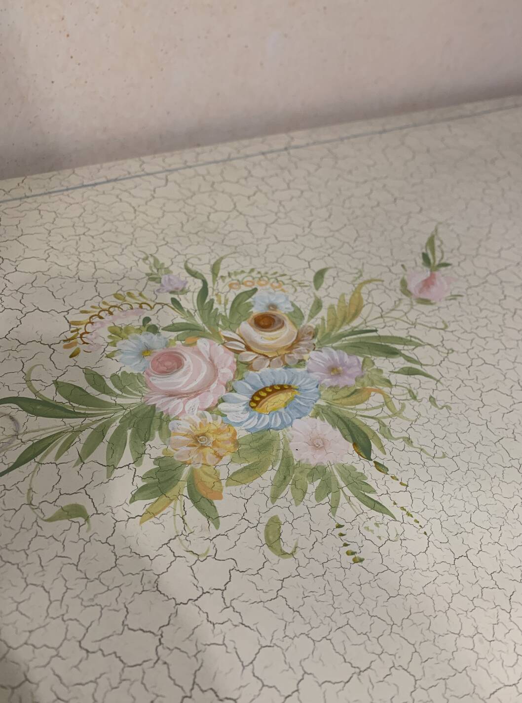 Rococo style white wooden sideboard