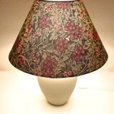 Matte ceramic floor lamp with printed trapezoidal shade