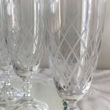 6 engraved antique champagne flutes