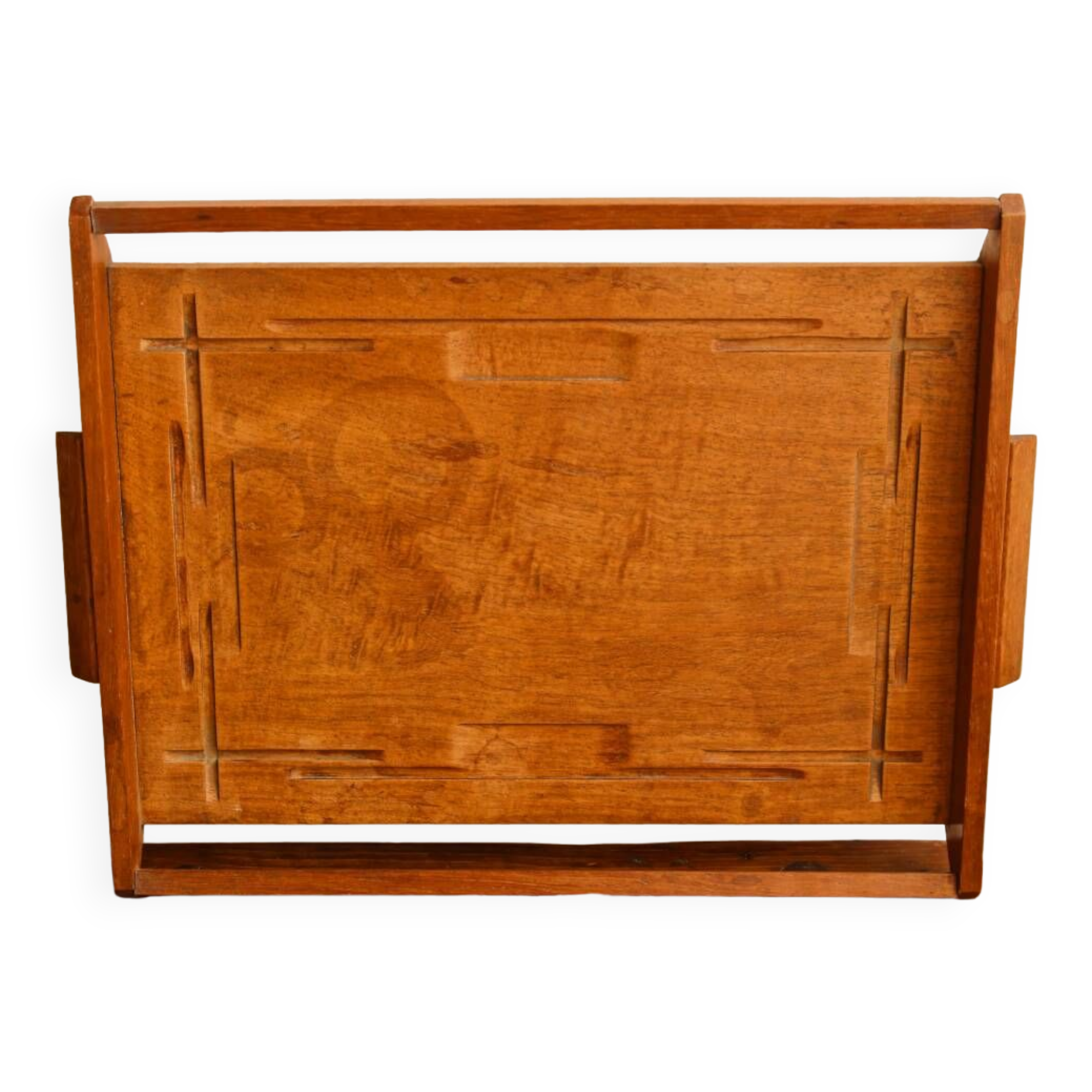 Art deco tray in solid teak