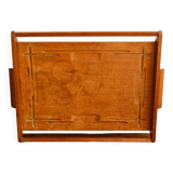 Art deco tray in solid teak