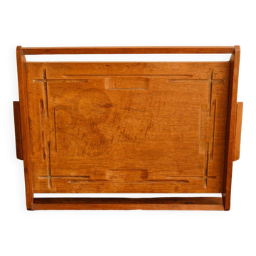 Art deco tray in solid teak