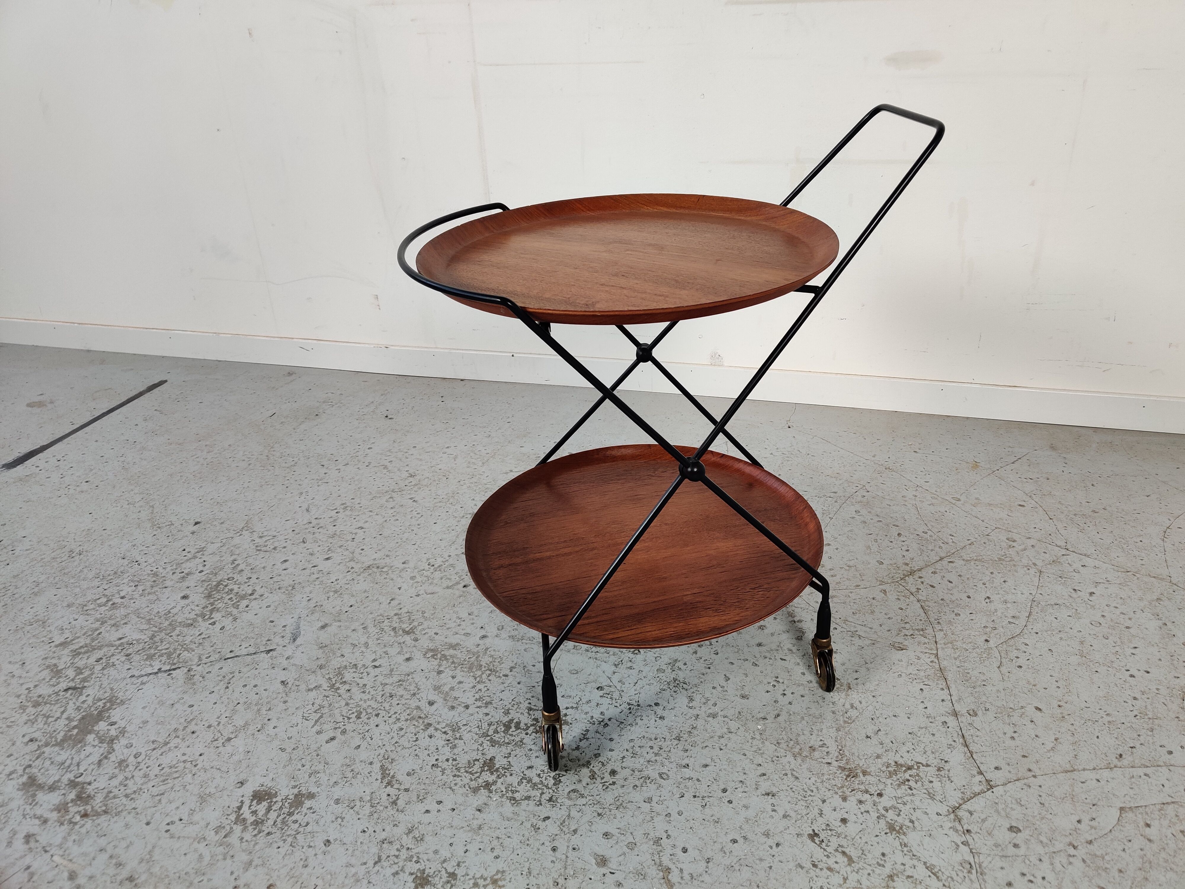 Scandinavian teak and metal dessert by Paul Nagel, Made in sweden 60s