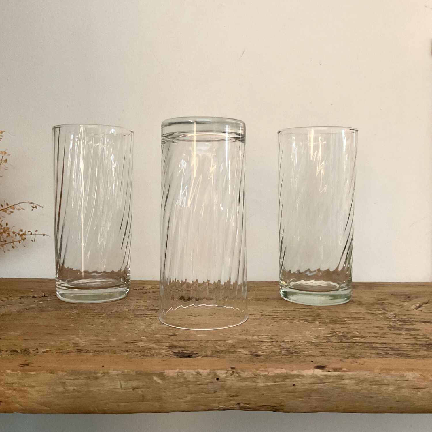 6 vintage twisted glasses