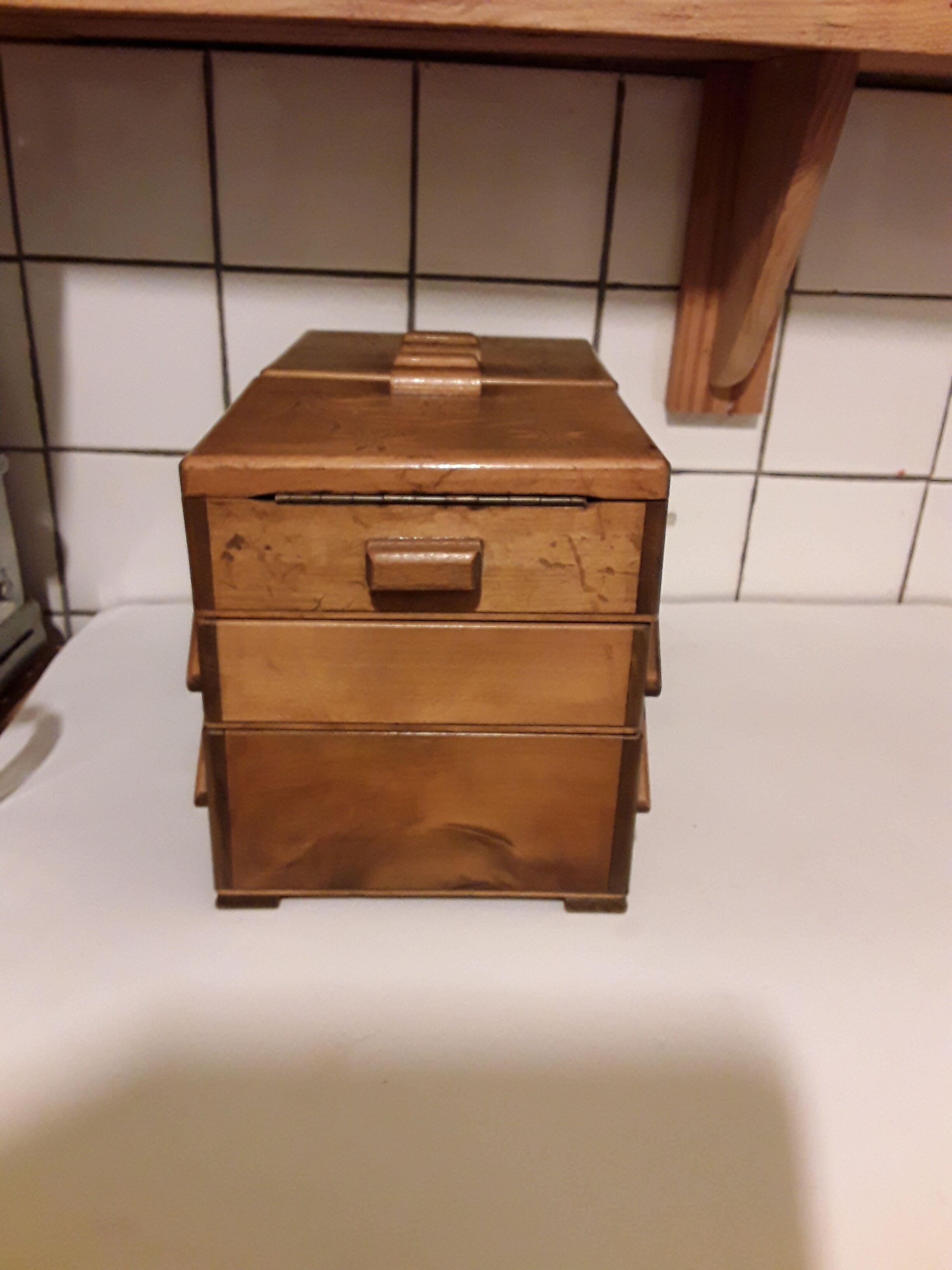 Vintage wood sewing box