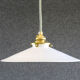 Smooth white opaline pendant lamp comes with a new cable and new brass socket
