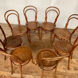Set of 8 chairs in curved wood Art Nouveau, by Fischel Kohn