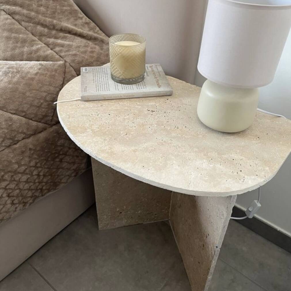 Travertine bedside table