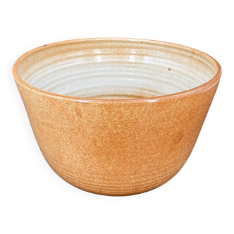 Vintage glazed stoneware large salad bowl, France