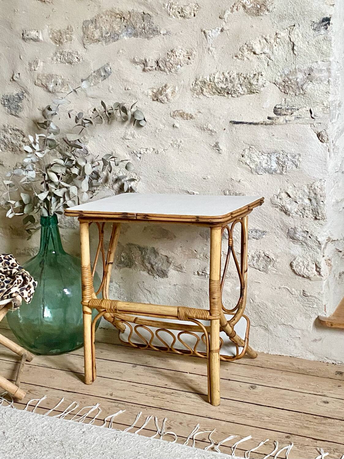 Rattan side table