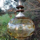 Vintage suspension ball in amber glass