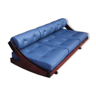 GS195 Gianni Songia daybed in navy blue Andrew Muirhead fine Scottish leather, Italy, 1963