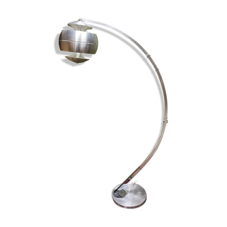 Chrome arc floor lamp designed by Bertrand Balas, Ep 70
