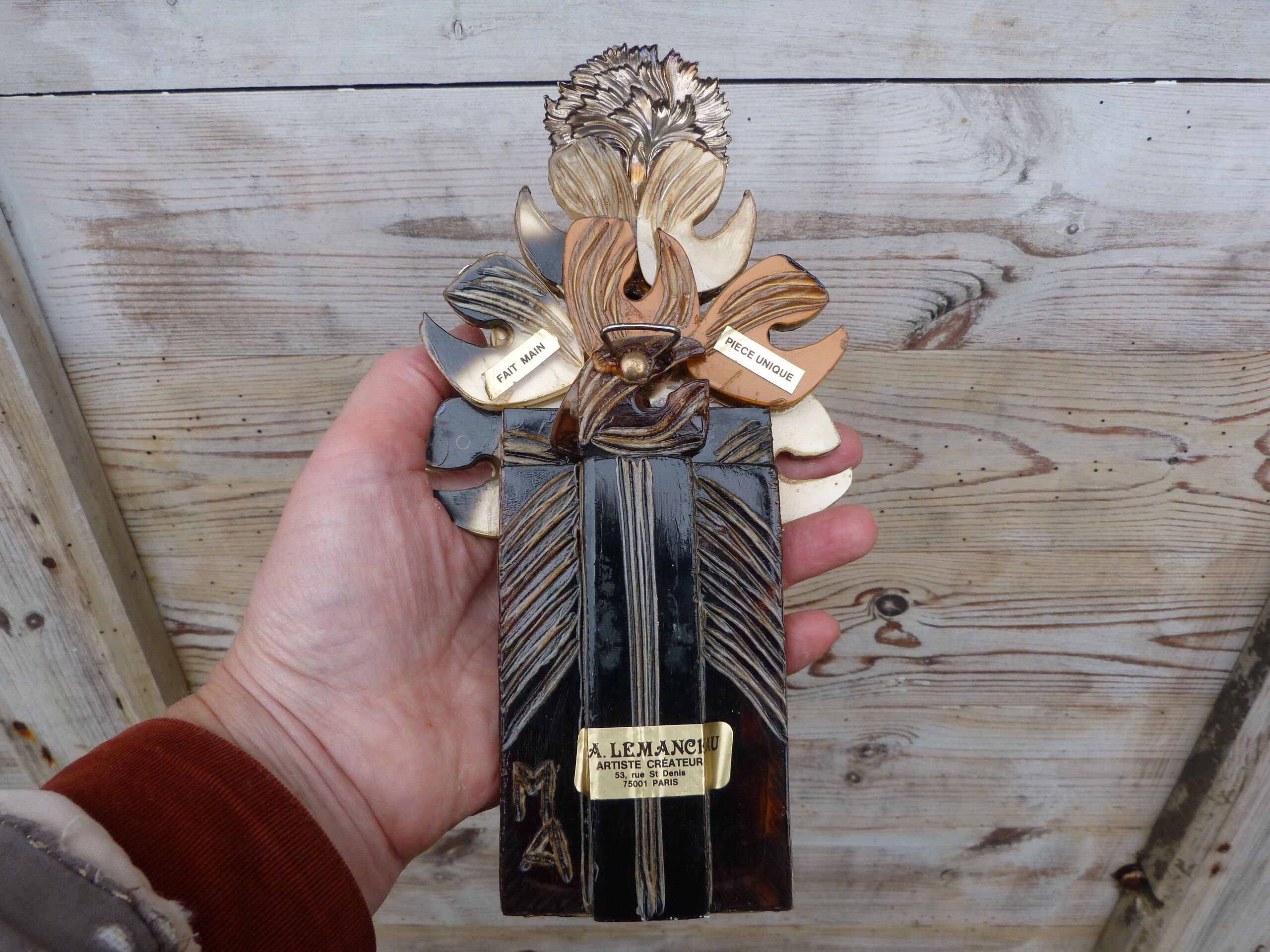 Old mirror in Talosel student Line Vautrin signed Lemanceau