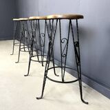 Vintage french wrought iron bar stools, 1960s - set of 4