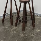 Vintage set of 3 Brutalist bar stools