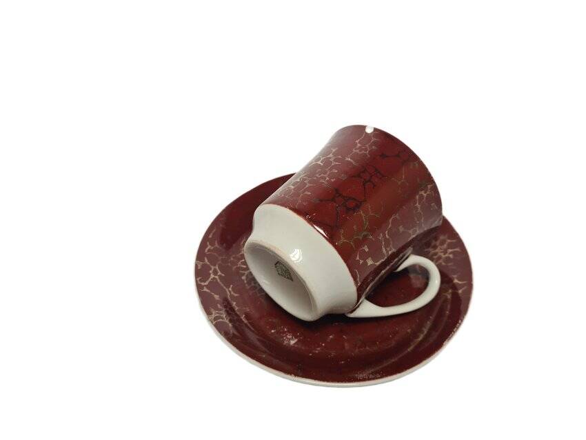Vintage Polish cup and saucer from Wałbrzych Pottery, 1970s, set of 2