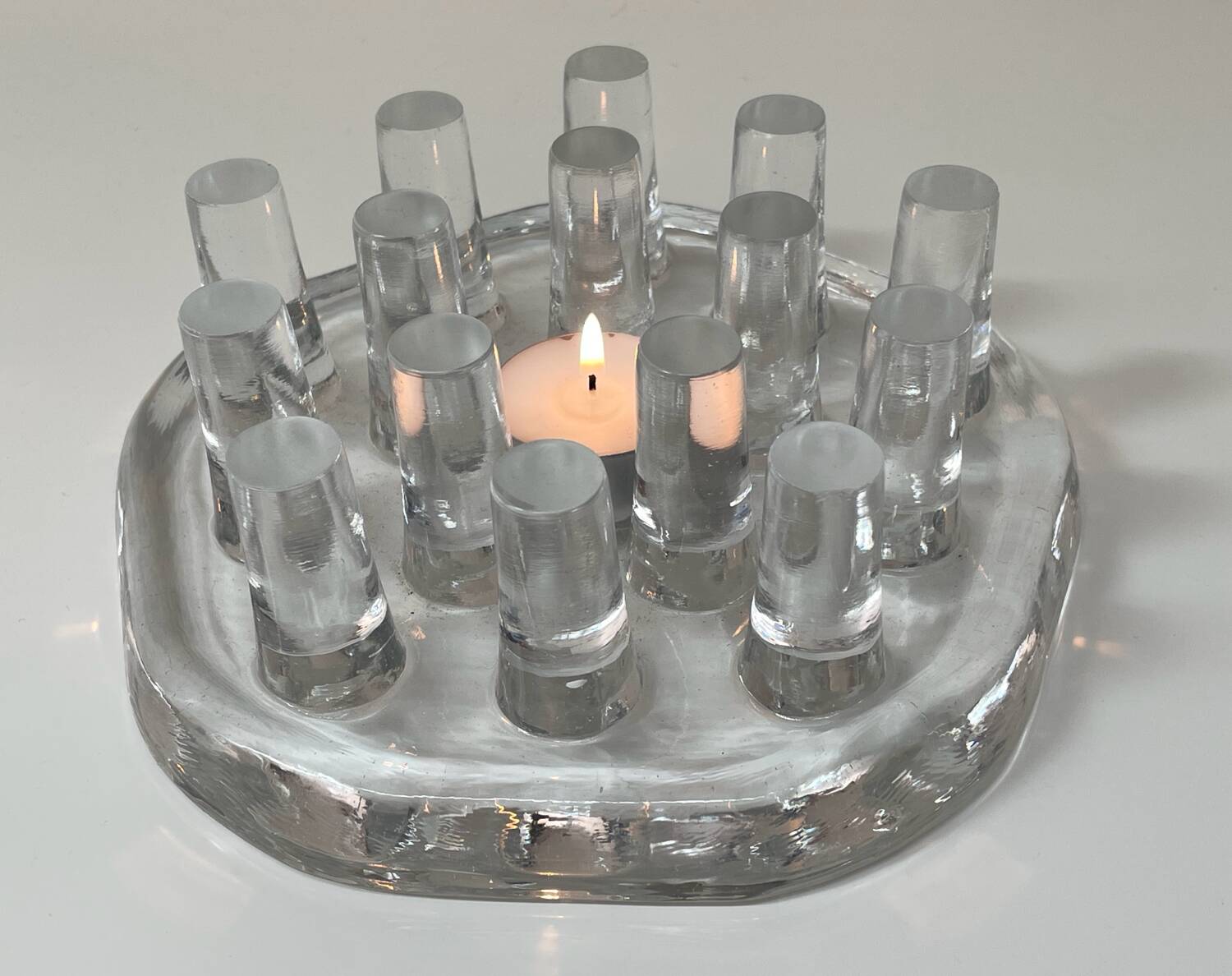 • Vintage solid glass sculptural candlestick