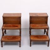 Superb pair Mahogany and Leather library steps England