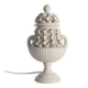 Lampe de table en céramique blanche avec motif floral, Italie années 1960